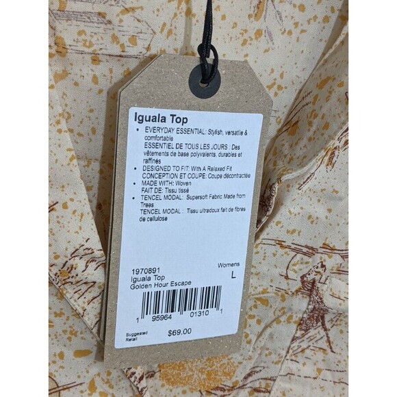 Prana Top Iguala Golden Hour Escape Short Sleeve Tencel Modal Relaxed Fit Large - Picture 10 of 10